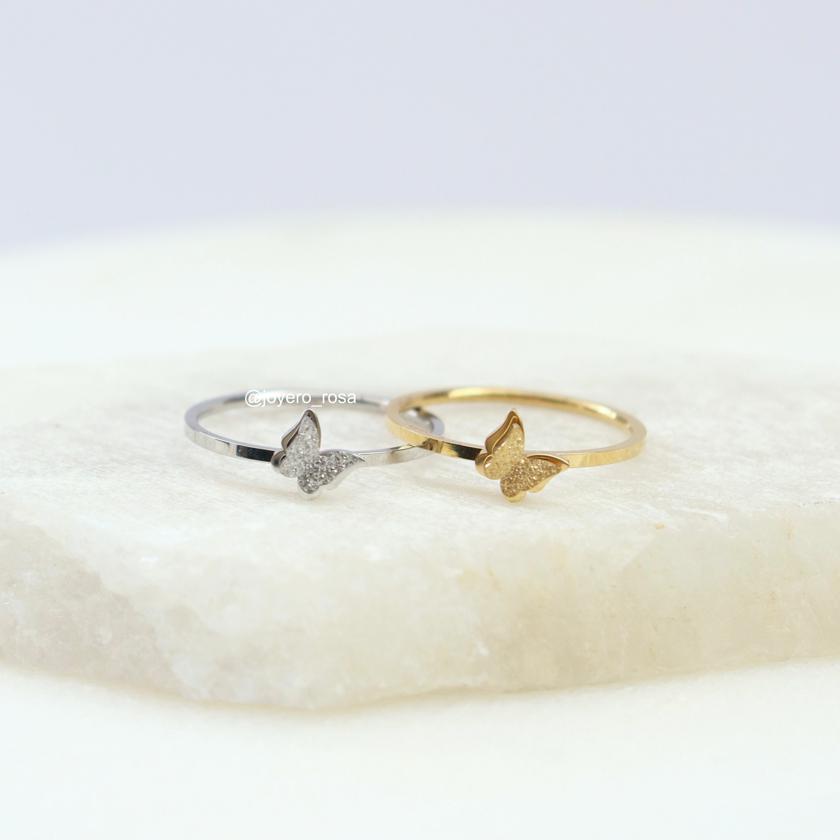 Anillo Mariposa Acero Dorado