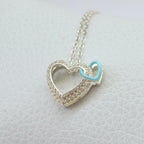 Collar Doble Corazón Celeste