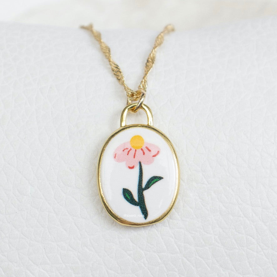 Collar Dije Esmaltado Flor