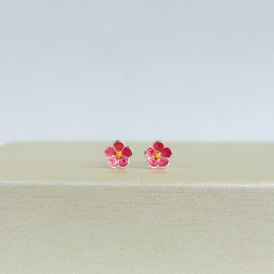 Studs Flor Rosada (Cierre Bebé)