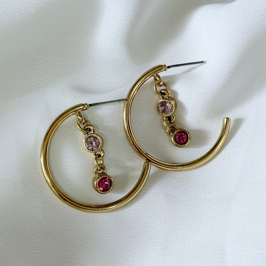 Semi Hoops Cristales Fucsia y Lila