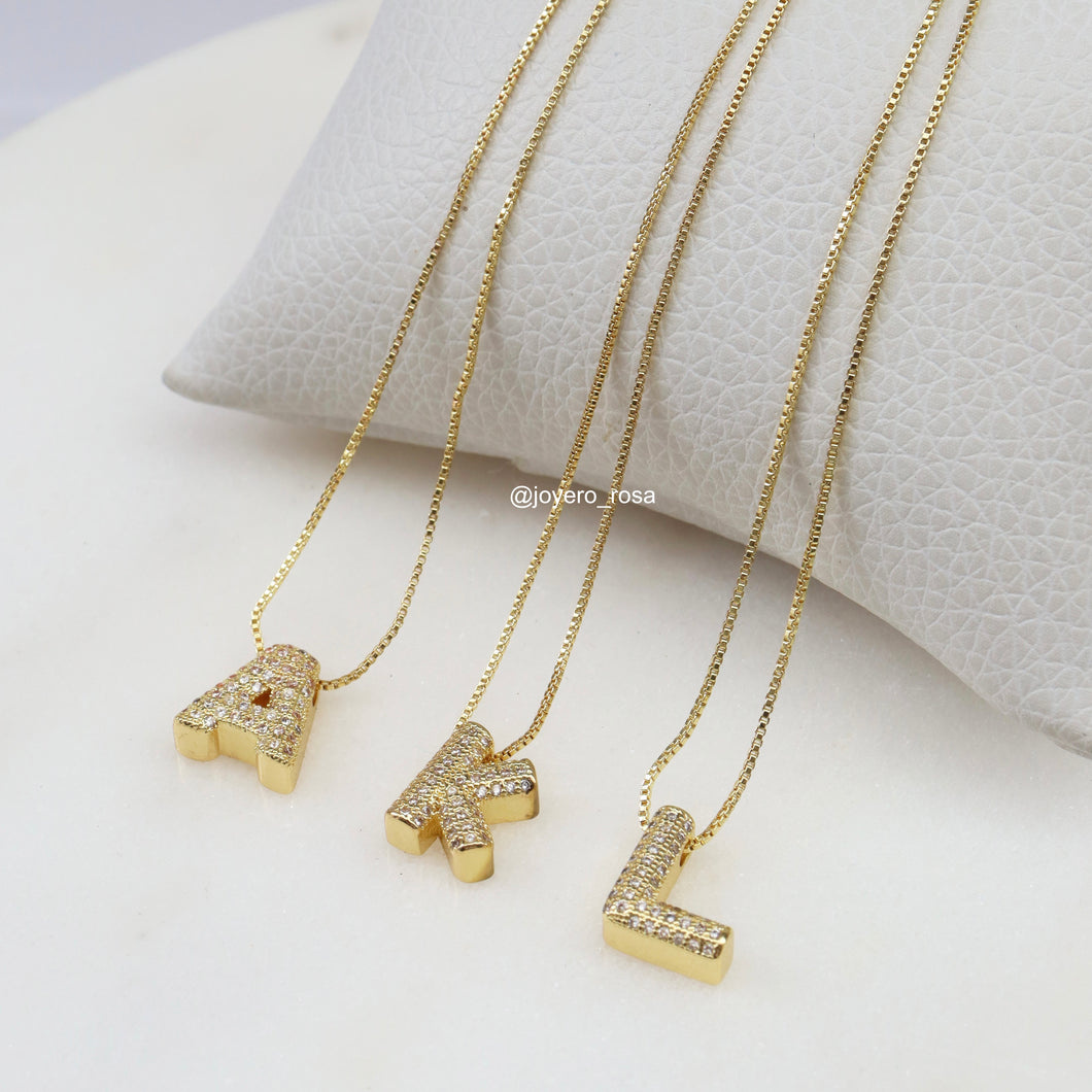 Collar Ajustable Inicial Pavé Chunky