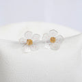 Studs Flor Clear Pintas Rosadas