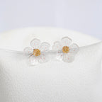 Studs Flor Clear Pintas Rosadas