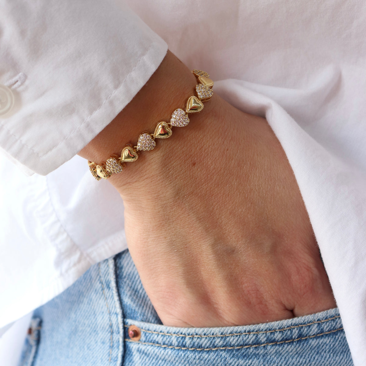 Pulsera Corazones con Cristales