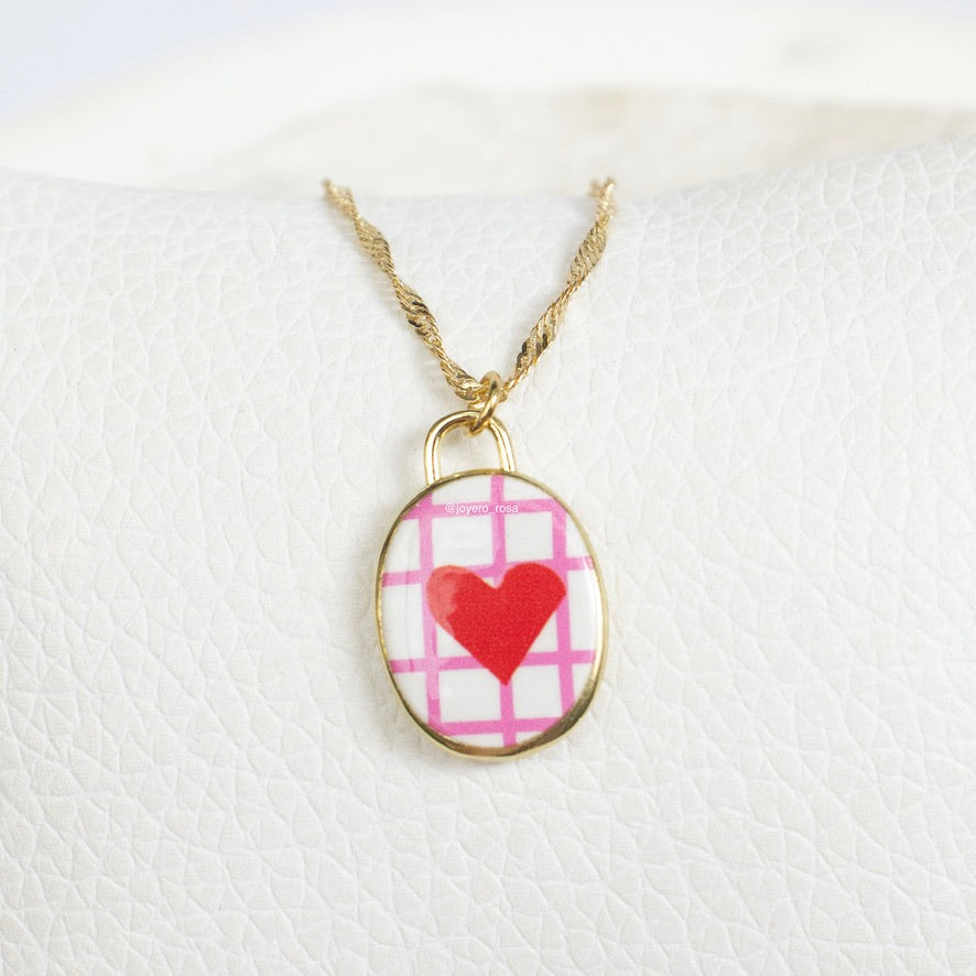 Collar Dije Esmaltado Corazón