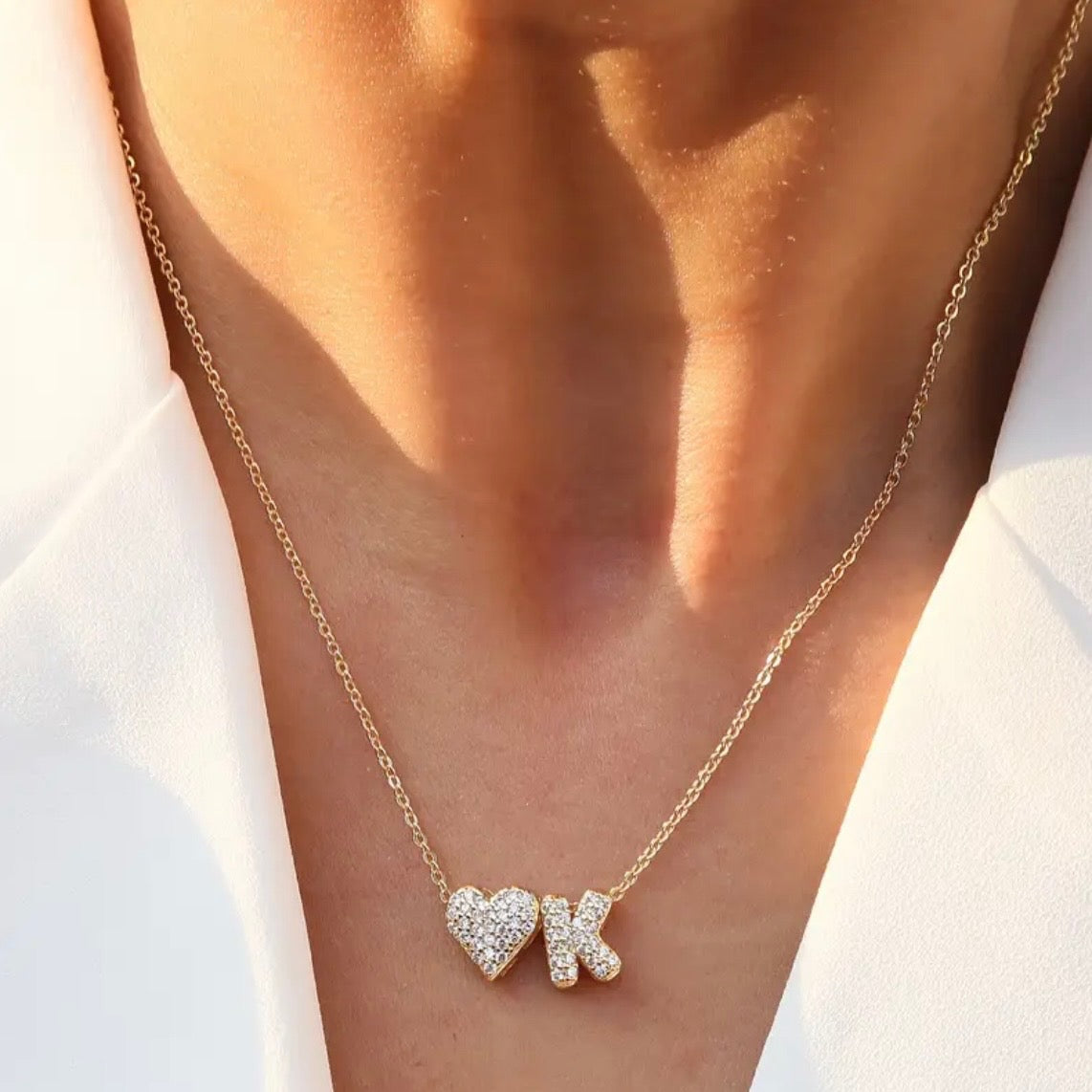 Collar Inicial Pavé con Corazón