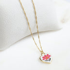 Collar Dije Esmaltado Corazón Flor
