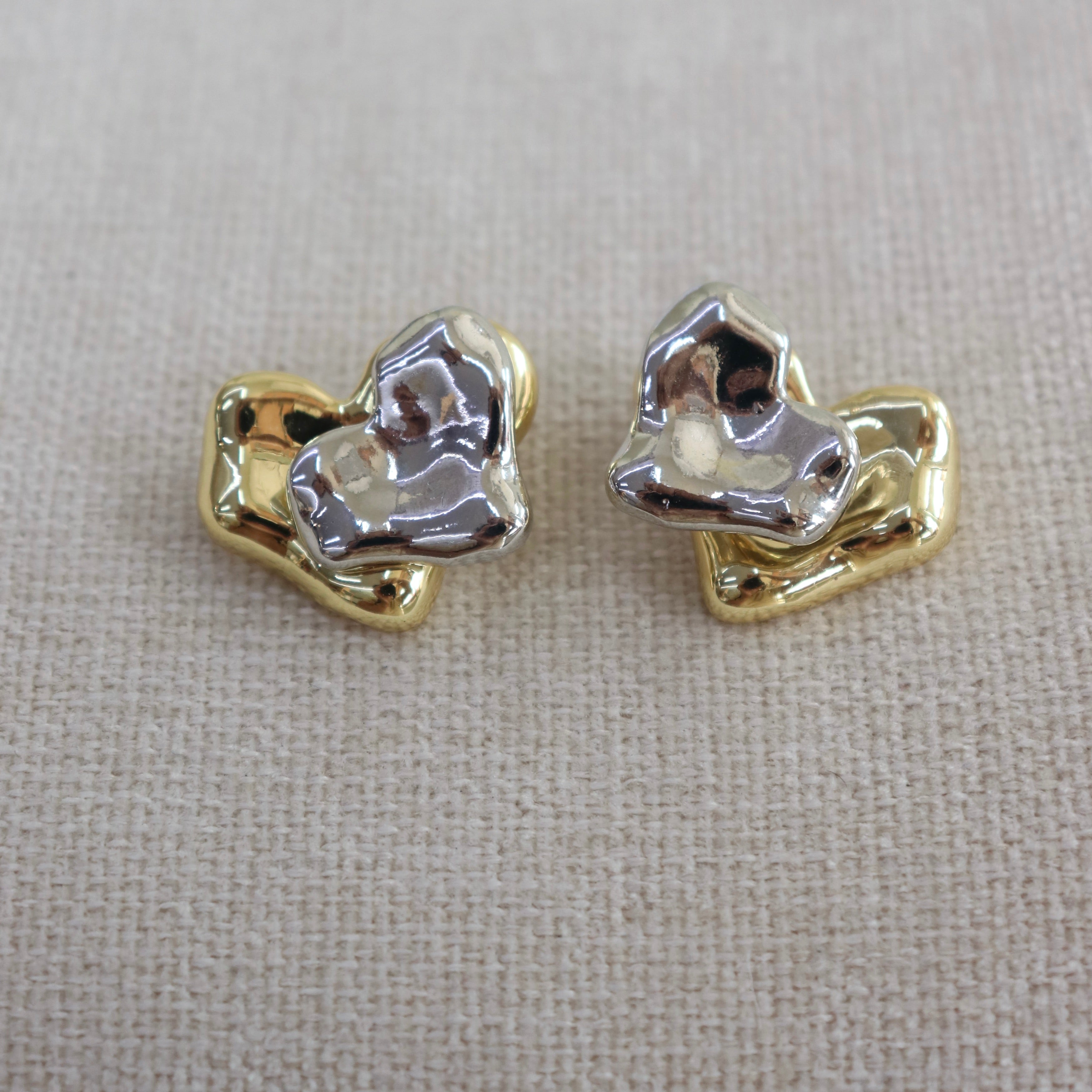 Studs Corazón Irregular 2 en 1