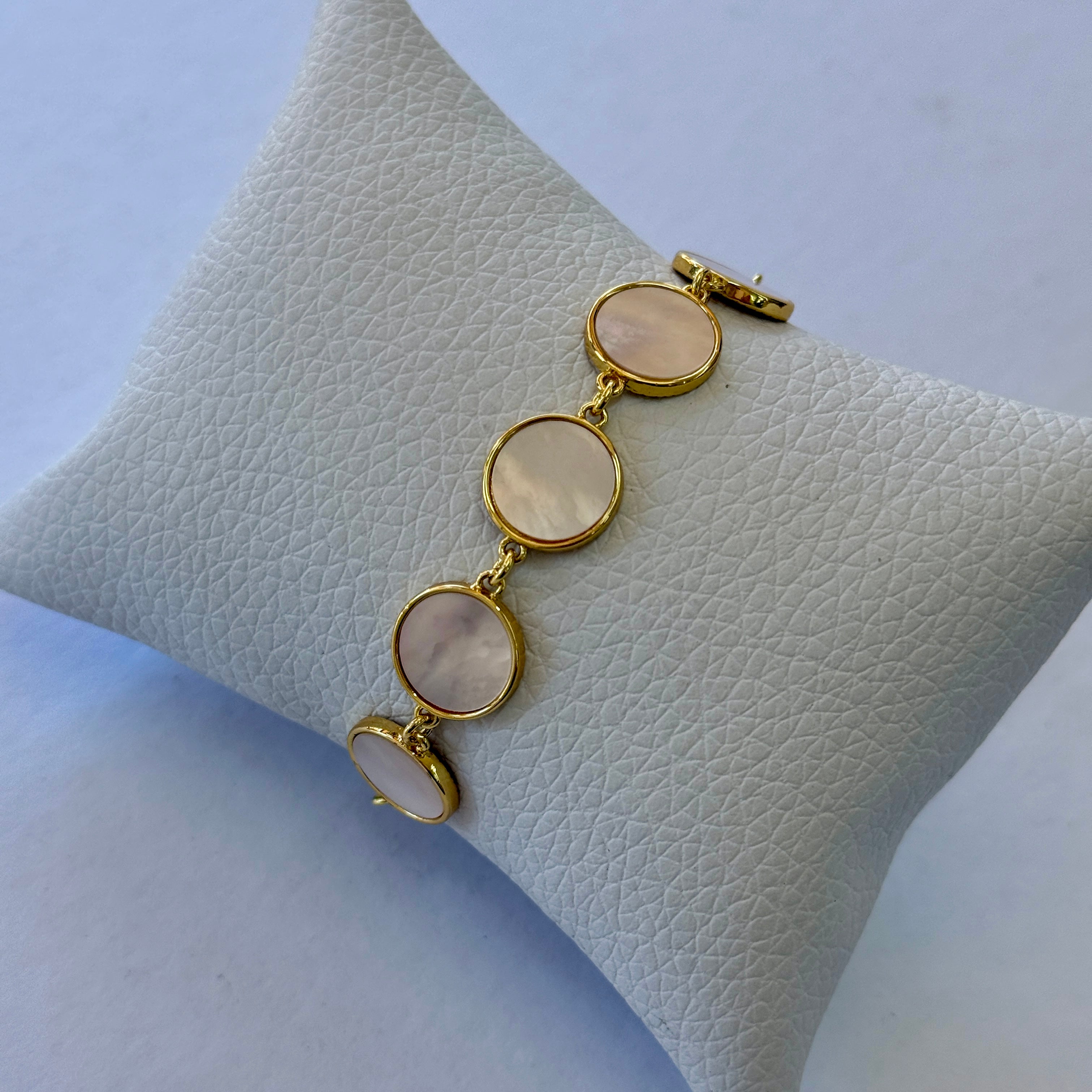 Pulsera Ajustable Círculos Nácar