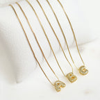 Collar Ajustable Inicial Pavé Chunky Mini