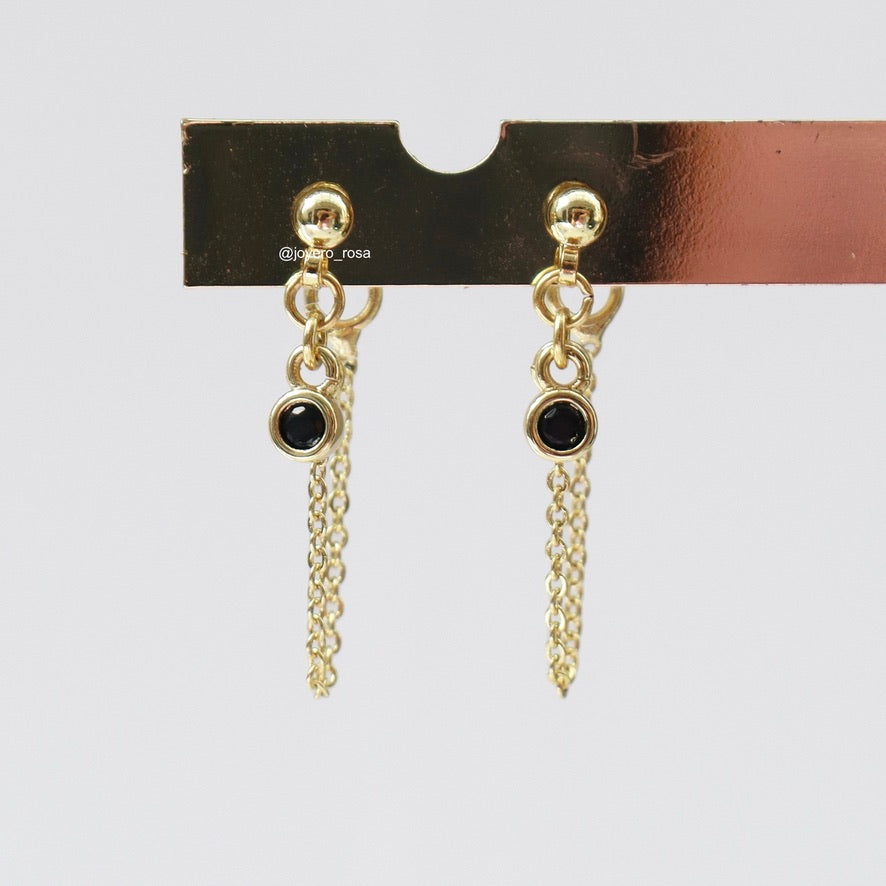 Aretes Cadena Cristal Negro