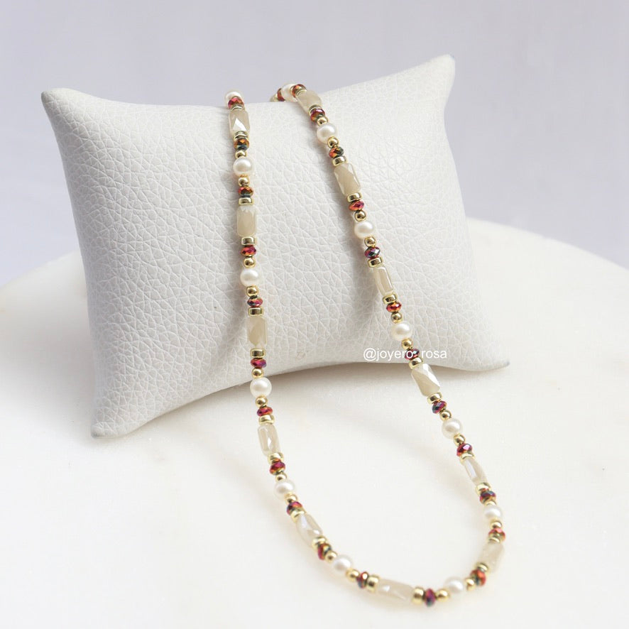 Collar Cristales y Perlas