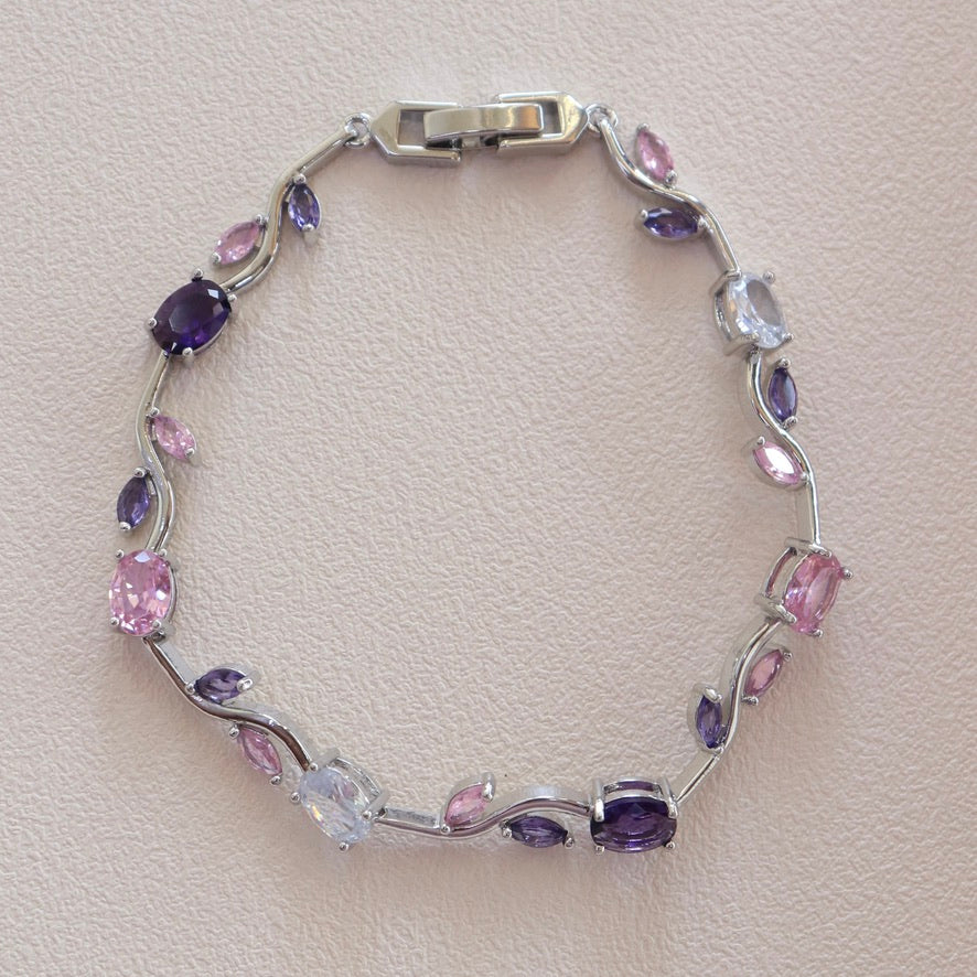 Pulsera Flores Rosadas y Lila