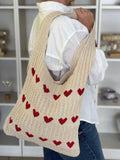 Bolso Tote Tejido Corazones