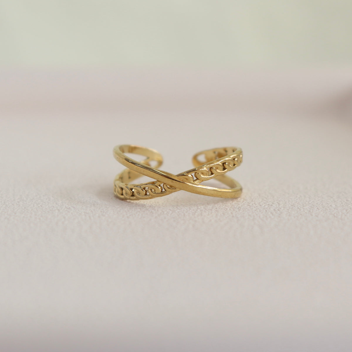 Anillo Ajustable Entrelazado Cadena