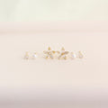 Set Aretes Flores Perlas y Chispas