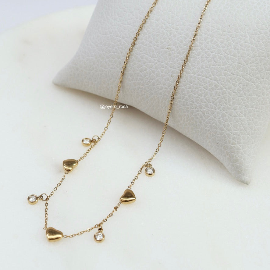 Collar Corazones y Cristales