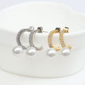 Semi Hoops Pavé con Perla