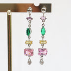 Aretes Largos Cristales de Colores