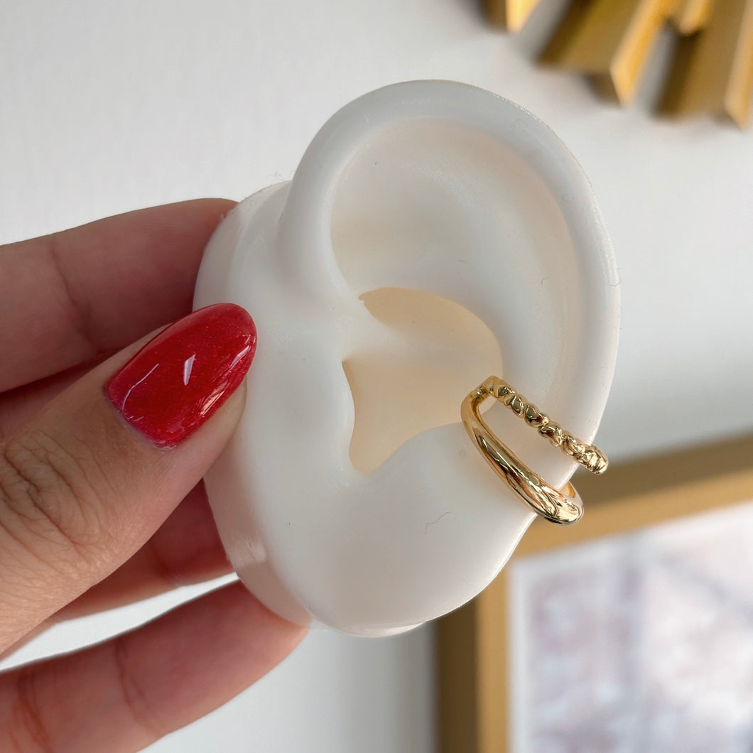 Earcuff Doble Línea Corazones Mini