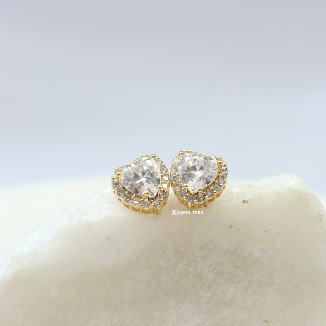 Aretes Corazón Brillo
