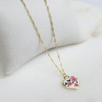 Collar Dije Esmaltado Corazón Flor