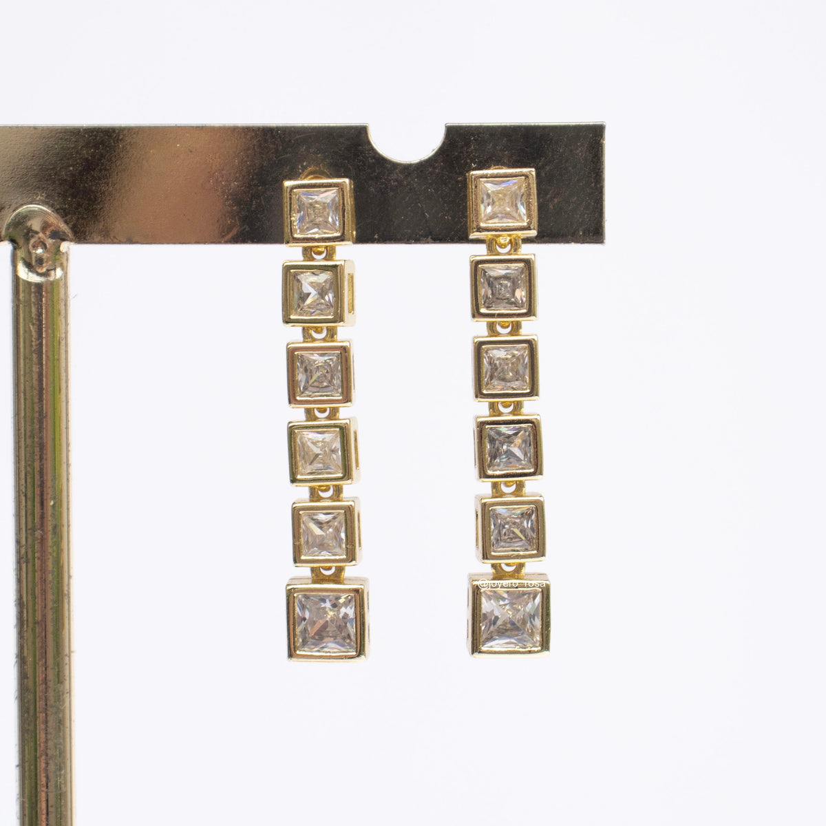 Aretes Largos Cristales Cuadrados