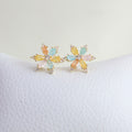 Studs Flor Cristales Pastel
