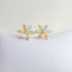 Studs Flor Cristales Pastel
