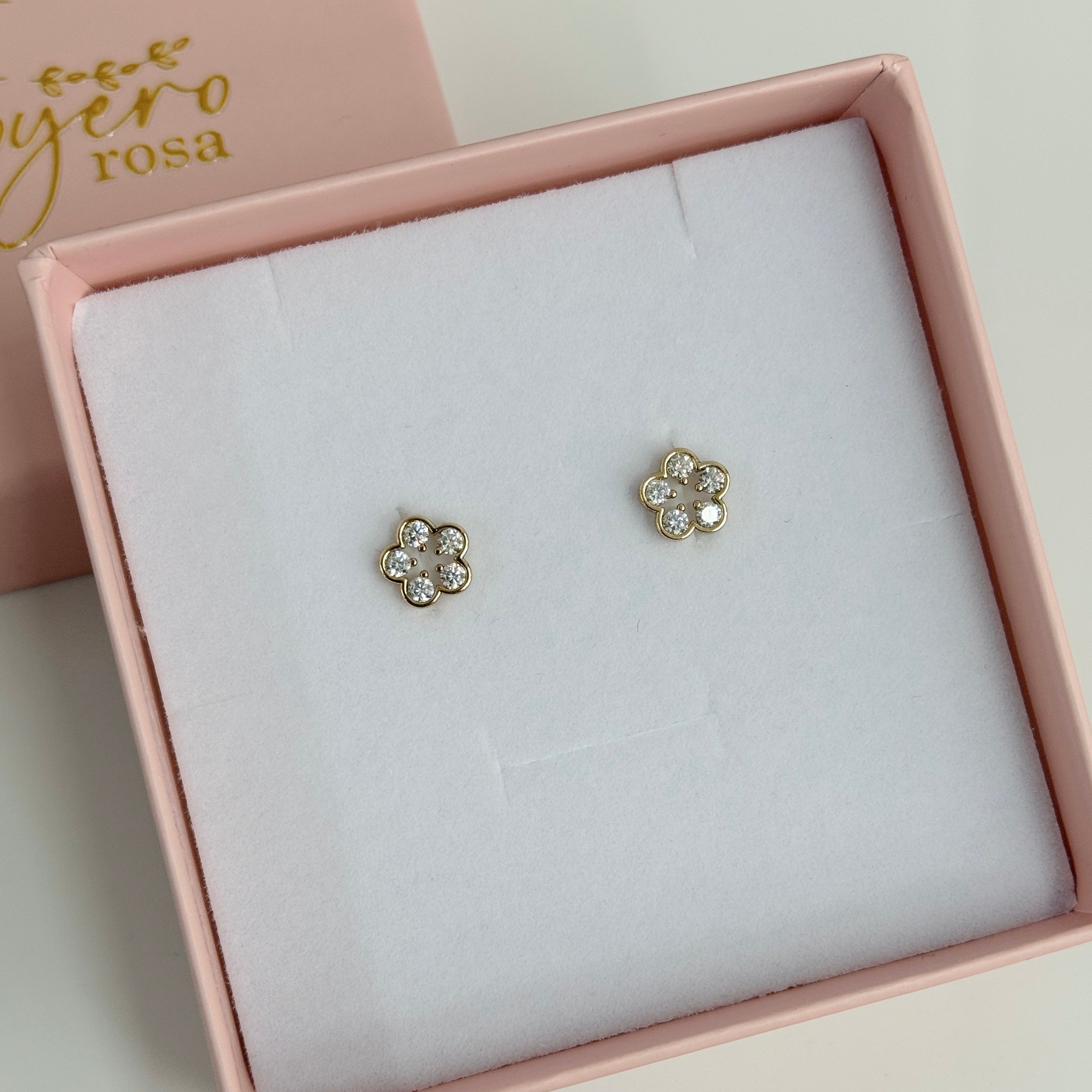 Studs Flores con Cristales