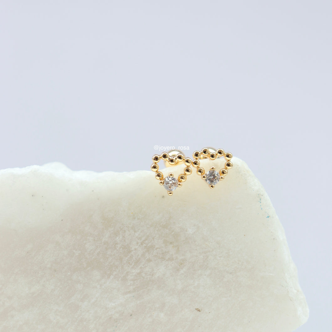 Studs Corazón Cristal Cierre Bebé