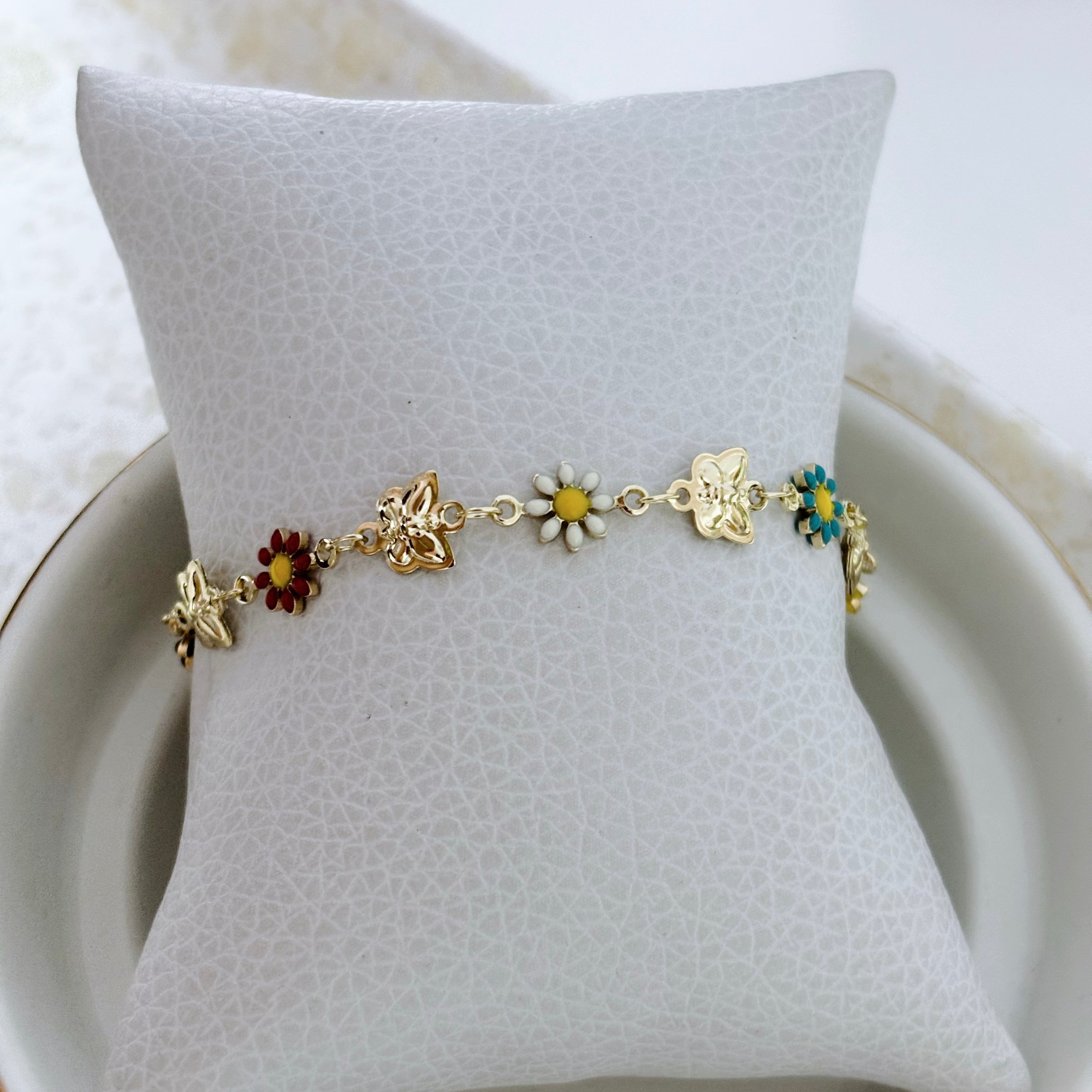 Pulsera Margaritas Colores y Mariposas