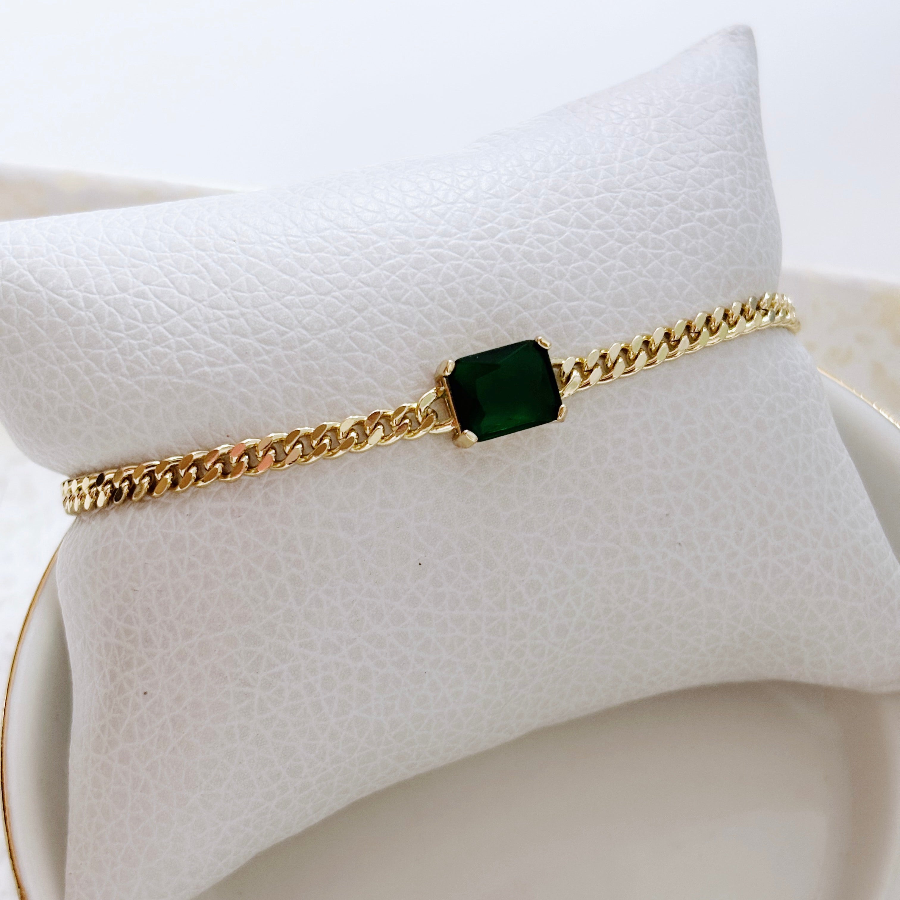 Pulsera Cristal Baguette Verde