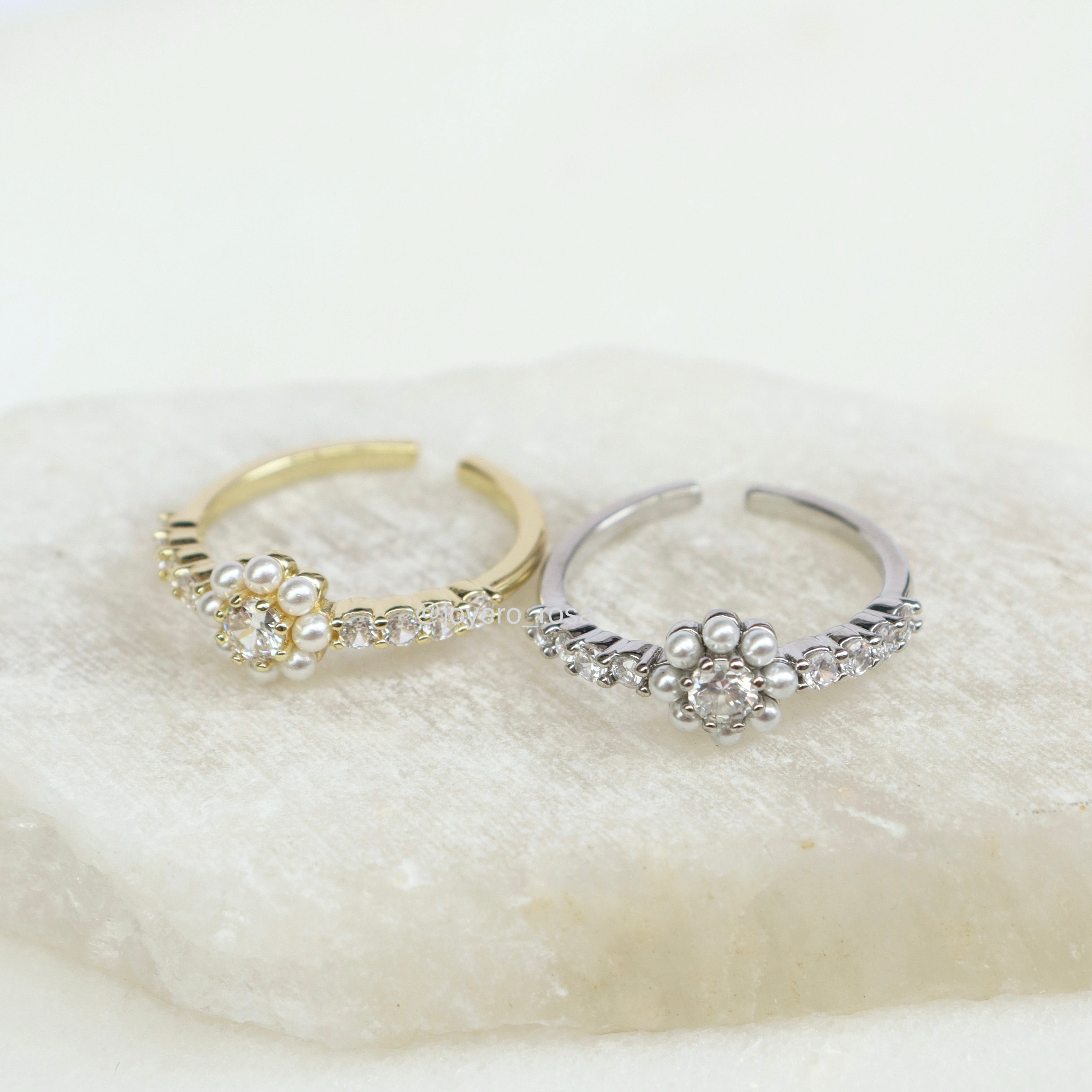 Anillo Perlas y Cristales