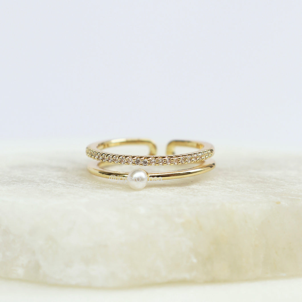 Anillo Perla con Cristales