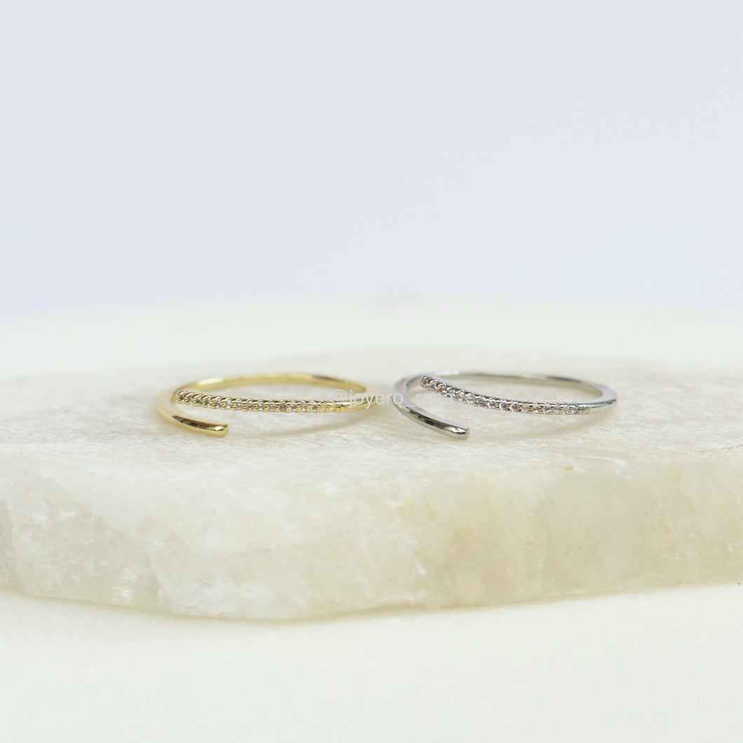 Anillo Doble Linea con Cristales