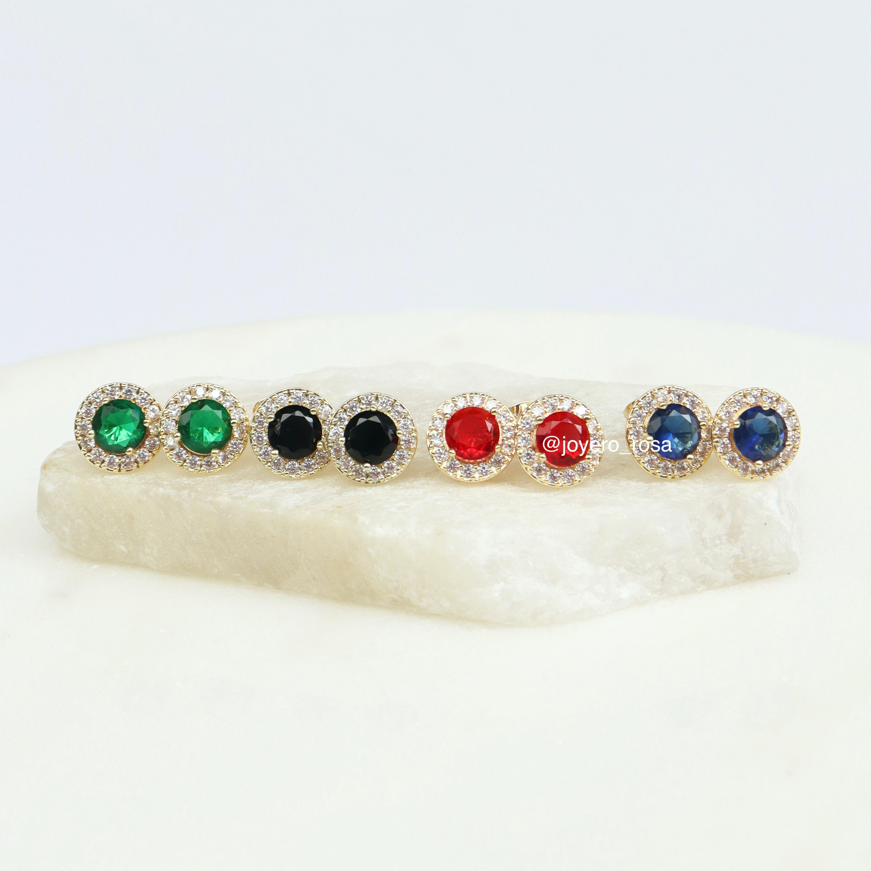 Studs Cristal Color Borde Brillos