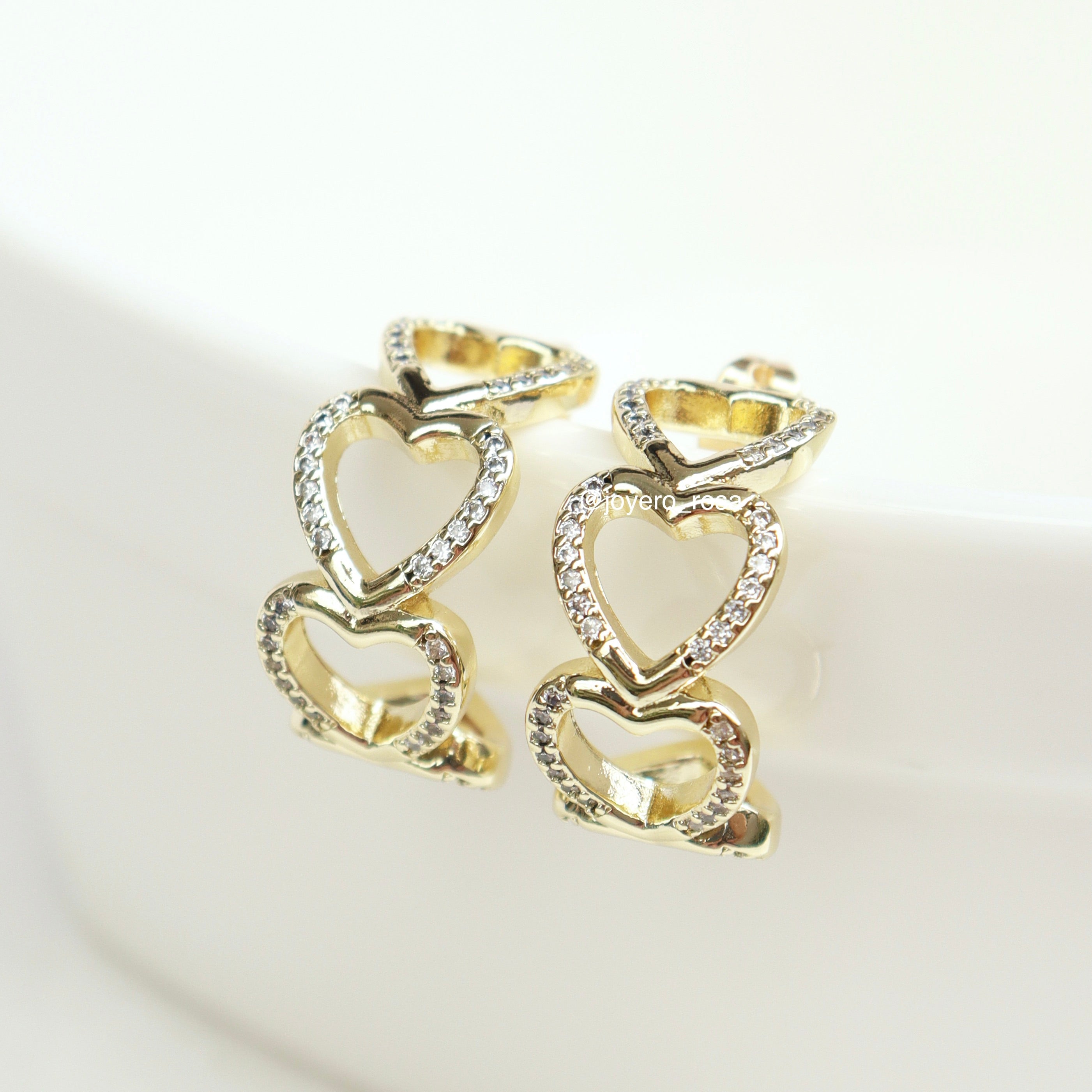Semi Hoops Corazones con Brillo