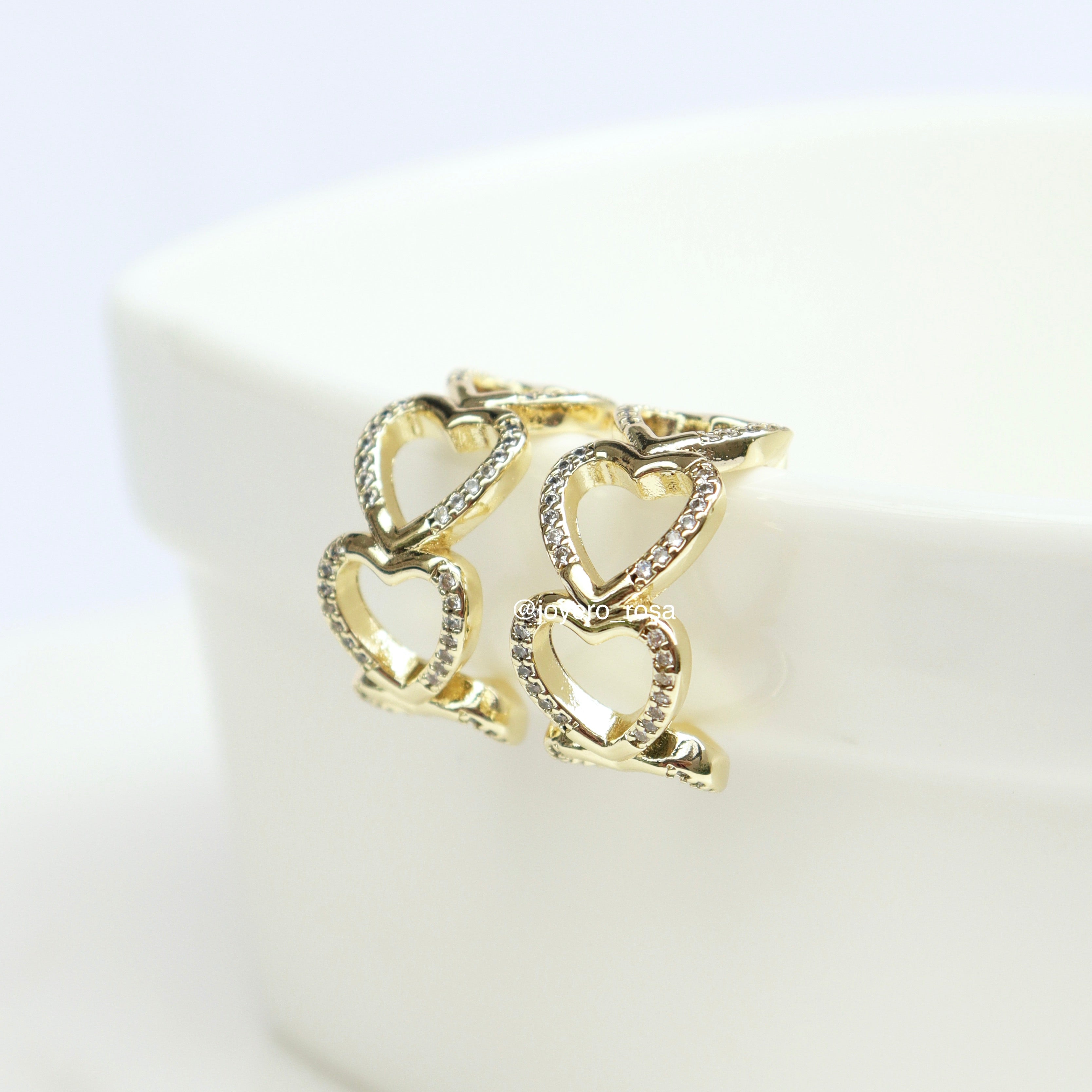 Semi Hoops Corazones con Brillo
