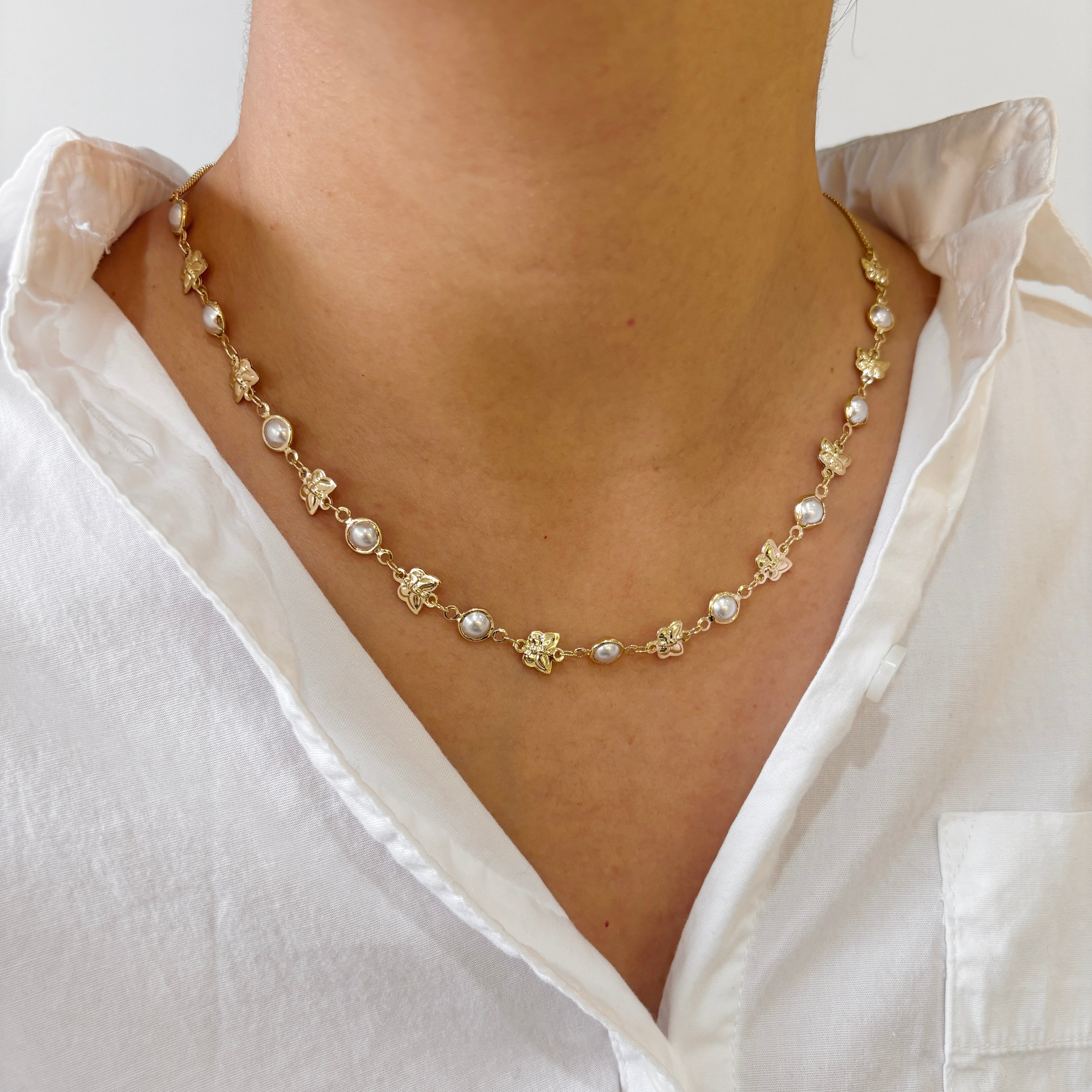 Collar Mariposas y Perlas