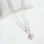 Collar Doble Corazón Full Brillo