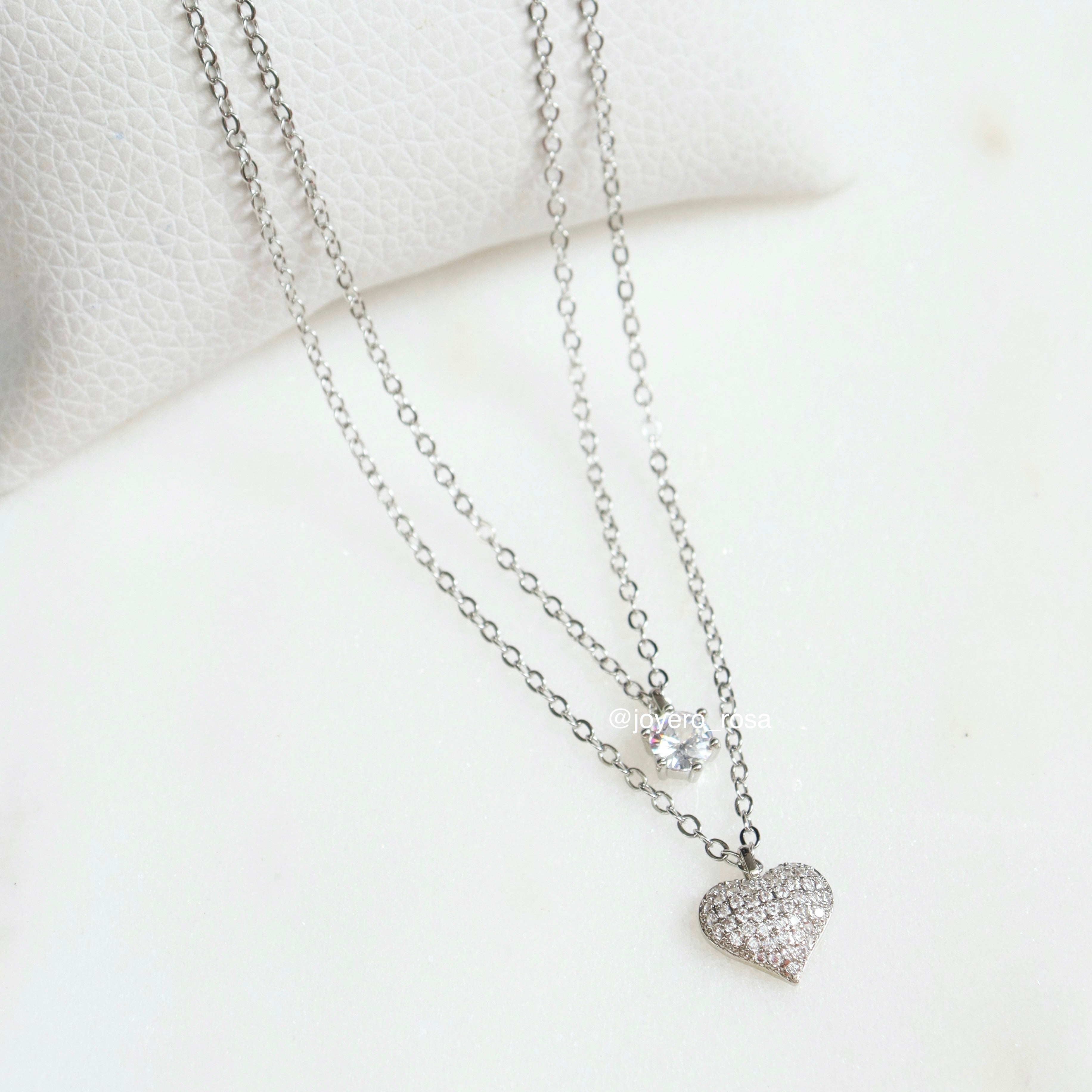 Collar Doble Corazón Full Brillo