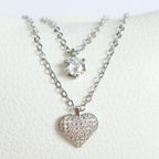 Collar Doble Corazón Full Brillo