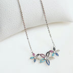 Collar Flores con Cristales de Colores