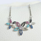 Collar Flores con Cristales de Colores
