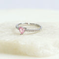 Anillo Corazón Rosado con Cristales Ajustable