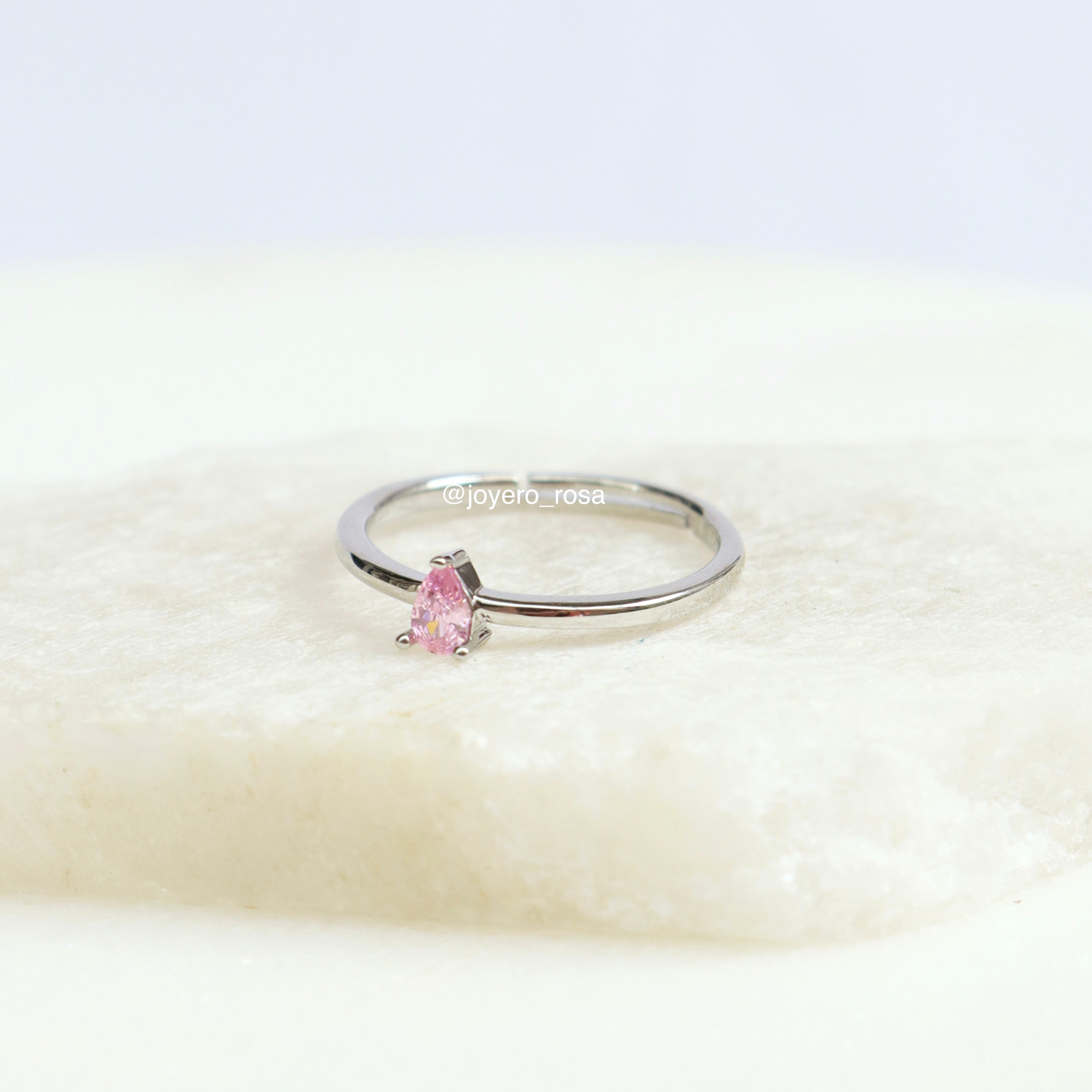 Anillo Gota Rosada Ajustable