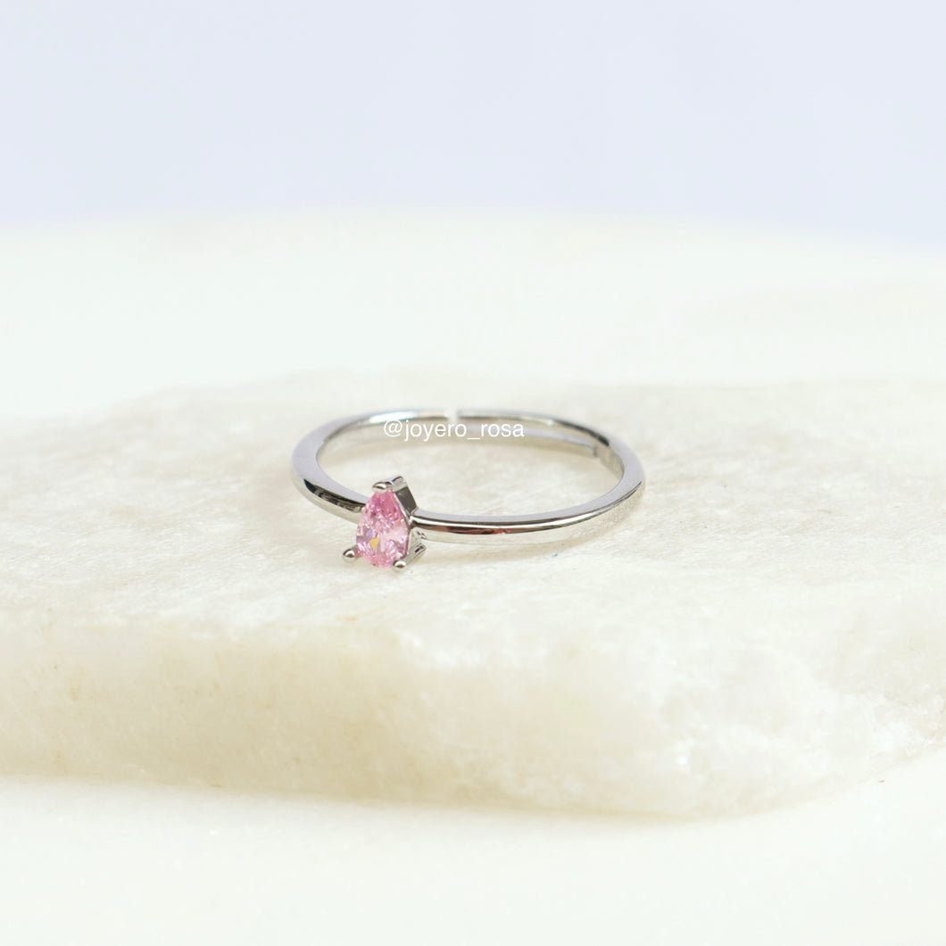Anillo Gota Rosada Ajustable