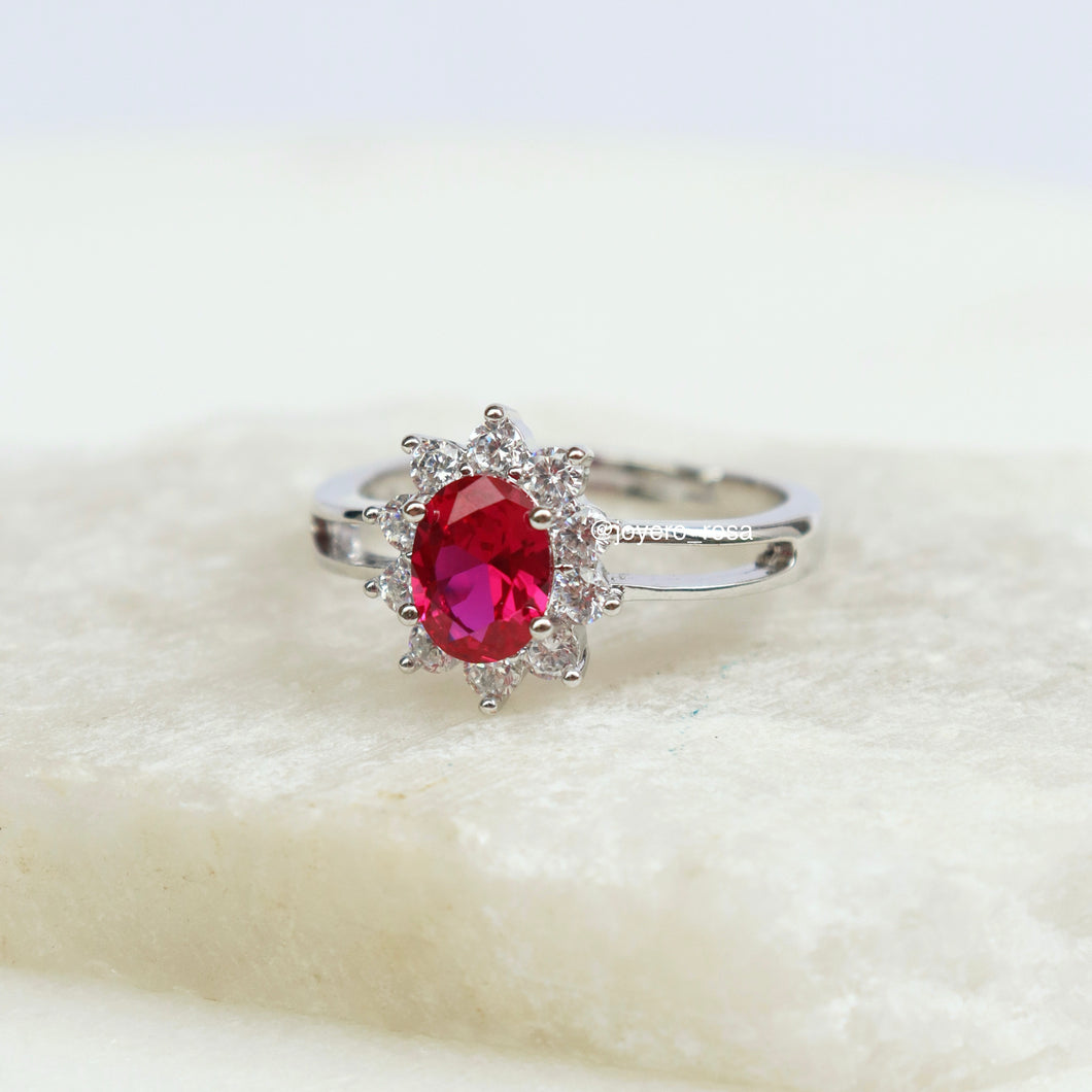 Anillo Cristal Rojo Ajustable